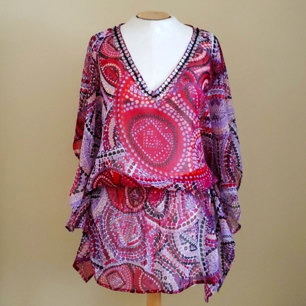 Collection Eighteen Multi-Print Sequin Beaded Top